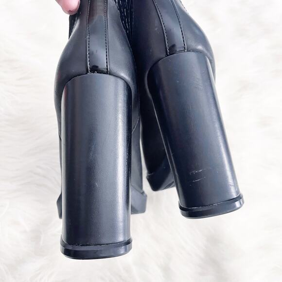 Gianni Bini Black Leather Lug Sole Platform Booties - Picture 6 of 8